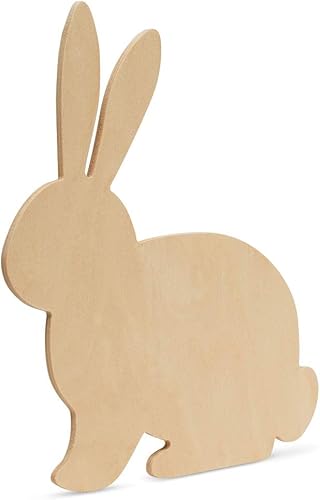 Miniatura 3 de Recorte de conejo de madera jumbo de 16 x 14 pulgadas, paquete de 3 recortes de conejo de Pascua de madera sin terminar para pintar para