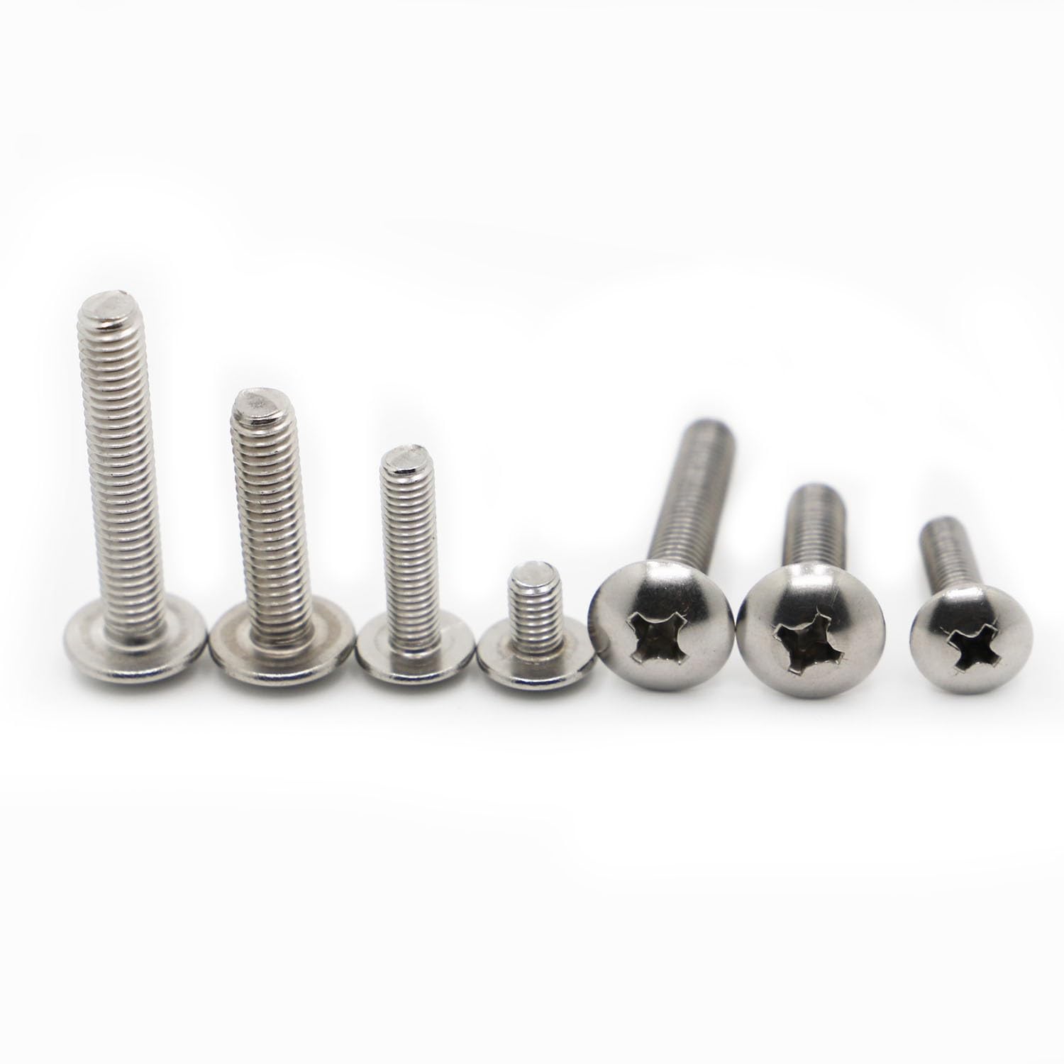 Tornillos autorroscantes M2 M2.5 M3 M4 M5 M6 A2-70 304 cabeza Phillips de acero inoxidable grandes pernos de cruz redondos planos (10-50 piezas) cubierta de tornillo (50 mm, M4 20 piezas)