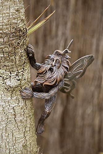 garden mile Tree Peeker Garden Ornaments Outdoor Tree Hugger Resin Plant Holder with Metal Wings Weather & Water Resistant Wall Mounted Statues & Sculptures Fairy Garden Indoor Outdoor Decor