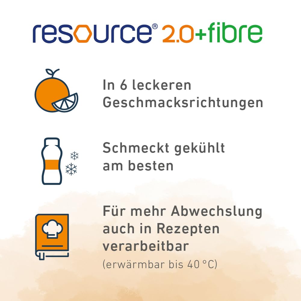 resource® 2.0+fibre Erdbeeere | 24x200ml | Hochkalorische Trinknahrung bei ungewolltem Gewichtsverlust | Astronautennahrung | Aufbaunahrung | 400 Kalorien + 18g Eiweiß/Flasche | mit Ballaststoffen