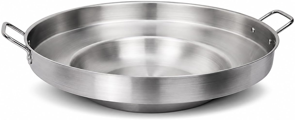 Barton Large Deep Comal 17" x 7.5", Stainless Steel Disco Para Cocinar Outdoor Cooking Pan for Carnitas, Tacos, Tortillas, Fajitas, Stir Fry & Backyard Cooking