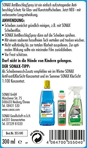 Antibeschlagspray Sonax 300 ml für zuverlässigen Antibeschlag-Schutz