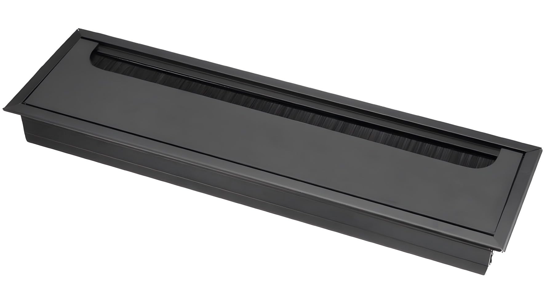 24x7 eMall 28 Cm Aluminum Office Desk Wire Cable Hole Cover with Dust Proof Brushes for Computers Work Rectangular Metal Organizer Stylish Desk Accessory Wire Manager Concealed. 280 mm x 80 mm Black-image-11