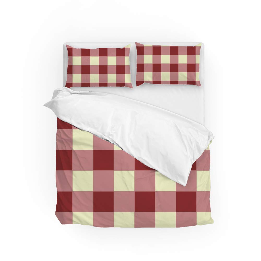 Housse de couette rose et blanc anti-rétrécissement King size pour lit sans plis