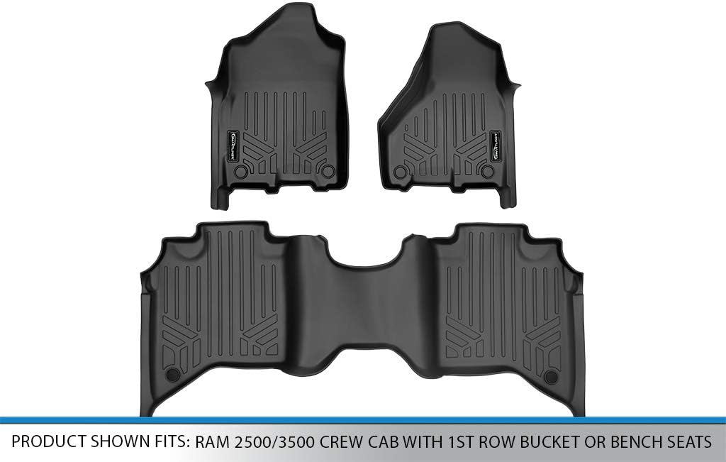 SMARTLINER Custom Floor Mats 2 Row Liner Set Compatible with 2019-2025 Ram 2500