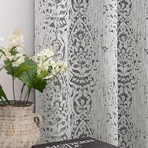Mrs.Naturall 96 Inch Grey Floral Curtains Cover