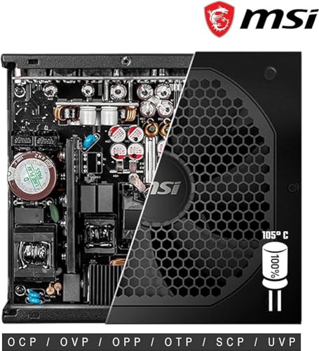 MPG A750GF Alimentatore, Spina EU - 750W, Certificato 80 Plus Gold, PSU ATX Completamente Modulare, supporto GPU 3 x 6+2 Pin, Condensatori Giapponesi 105°C, Cavi Neri Piatti - Alimentatore - Immagine 3