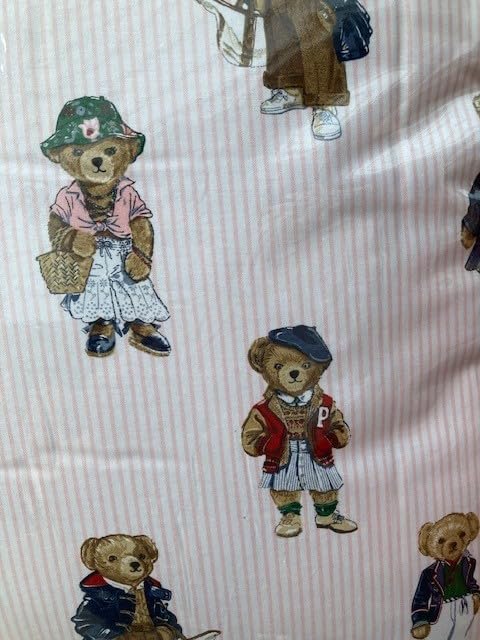 Miniatura 2 de POLO RALPH LAUREN Juego de edredón de oso de peluche para niñas con 2 fundas de almohada King a rayas rosadas