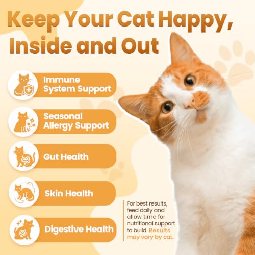 Image of Cat Allergy Relief Chews for Cats with Probiotics, 500 Crunchy Treats | Cat Itchy Skin Relief with Omega-3 Fish Oil, Chicken Flavor, Supports Immune Skin & Coat Health, Licking, Seasonal Allergies