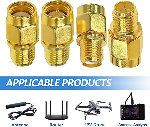 Image of TUOLNK 4PCS SMA Coax Connector Cable Gender Changers,Male /Female to RP-SMA Male /Female Coax Adapter Low Loss Coaxial Connector for Radio Antenna, Audio