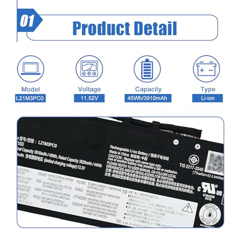 Image of L21M3PC0 Laptop Battery Compatible with Lenovo IdeaPad Gaming 3-15IAH7 Gaming 3-15ARH7 Series L21C3PC0 L21D3PC0 SB11F36375 SB11F36367 SB11F36369 5B11F36371 5B11F36370 45Wh 3910mAh