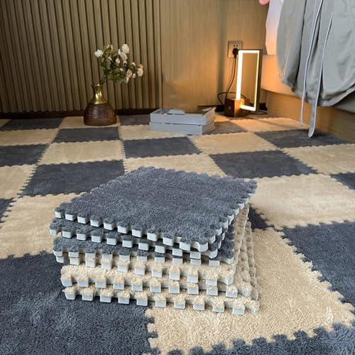 40 piezas de alfombras entrelazadas de felpa para suelo, alfombrillas de juego de rompecabezas de espuma, azulejos de espuma de 11.8 pulgadas, 0.23 y 0.39 pulgadas de grosor