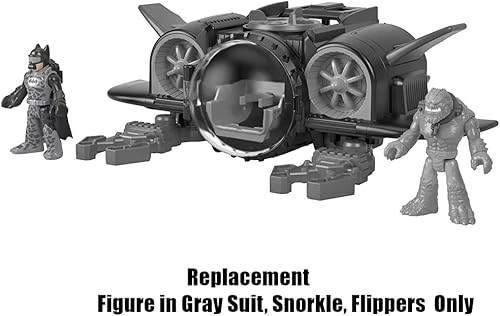 Miniatura 3 de Pieza de repuesto para Fisher-Price Imaginext DC Super-Friends Batsub Playset - GMP49  Figura de Batman de repuesto  Traje gris  Snorkle  Aletas