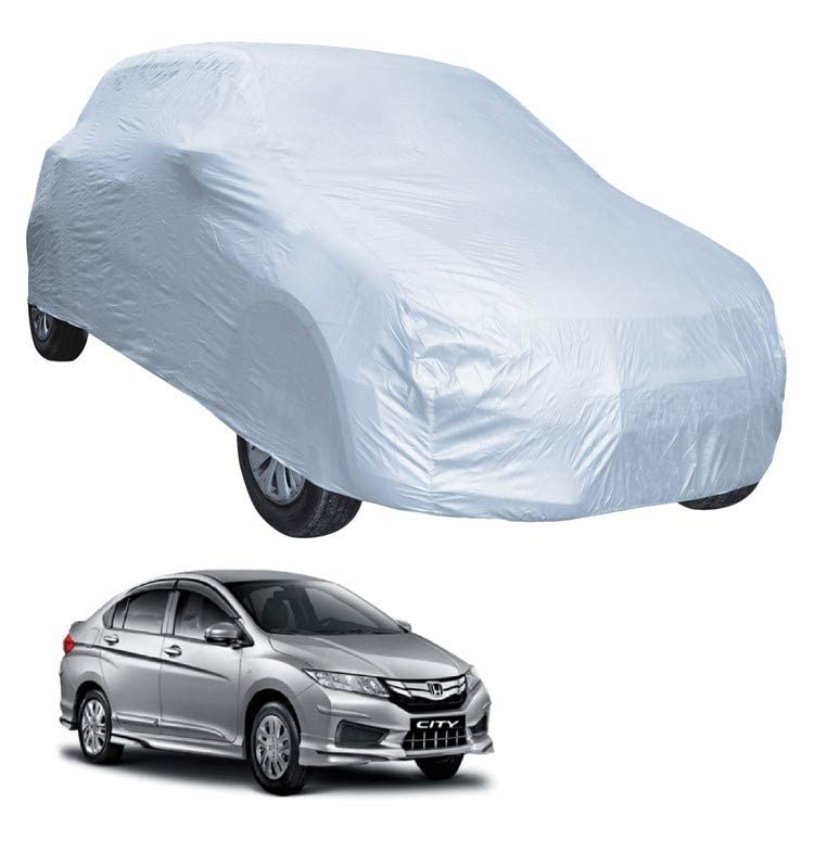 Image of Auto Hub Car Cover Compatible with City (Model: 2020 to Till Date) with Mirror Pocket, Water Resistant, Triple Stitched, City Car Cover- Plain Silver