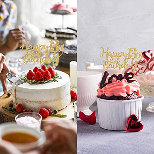 Image of FestikoGold Glitter Happy 13th Birthday Cake Topper, Gold 13 Years Old Birthday Party Decorations, Girl or boy Birthday Cake Toppers