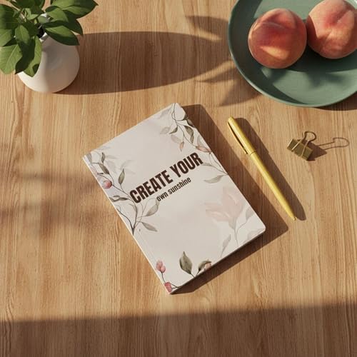 Image of Motivational Floral A5 Notebook Diary for Women & Students | Softbound Laminated Cover | Monthly Planner + Daily Planner | 21 x 15 cm Ruled Journal | Inspirational Quote Cover (Light Grey Create Your Own Sunshine)