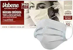 Máscara Descartável, Vabene, Tripla, Branca, Caixa com 50