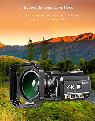 Emperor of Gadgets® 4K camcorder, digitale 4K ultra-HD Ordro videocamera met externe microfoon, groothoeklens en… - Image 6