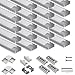 hunhun 20-Pack 3.3ft/1Meter U Shape LED Aluminum Channel System with Milky Cover, End Caps and Mounting Clips, Aluminum Profile for LED Strip Light Installations, Very Easy Installation