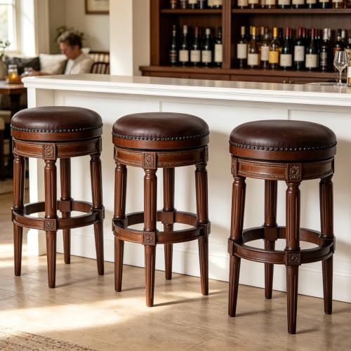 Image of DUHOME Swivel Bar Stools Set of 3,Barstools with Removable Replaceable Legs
