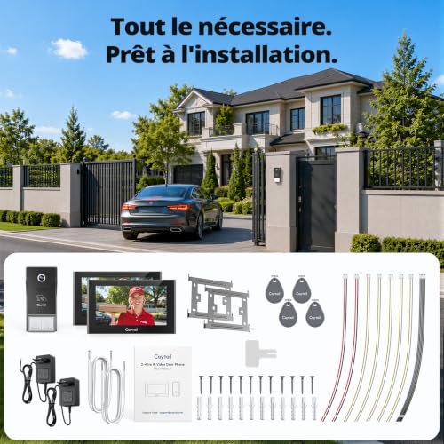 Caytail Kit Visiophone 2 Fils WiFi6 Bi-Bande, 2 Écrans Tactiles IPS 7", Audio Bidirectionnel, Caméra 1080P, Détection Humaine, Déverrouillage à Distance, Cartes RFID, Idéal pour Deux familles – vue 9