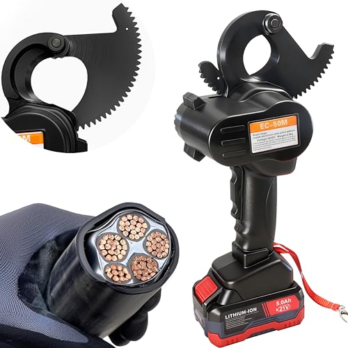21V Battery Ratcheting Cable Cutters Heavy Duty Electric Wire Cutters(1000