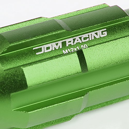 Image of DNA MOTORING LN-ZTL-9025-15-GN 20Pcs M12 x 1.5 Open End Style Wheel Lug Nuts w /Deep Drive Extension Adapter, 24mm OD /50mm H, Green