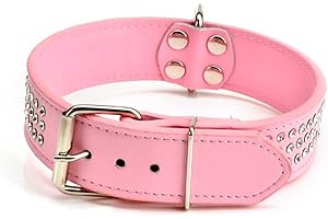 NOLITOY Pink Terrazzo Pearlescent Rhinestones Pet Collar Pu Dog Collar Adjustable Dog...
