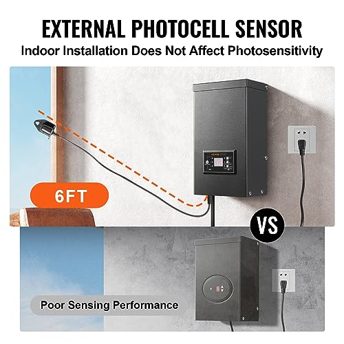 Image of VEVOR 600W Landscape Transformer, Timer & Photocell Sensor Equipped, Weatherproof Outdoor Lighting Converter, 120V AC to 12V /14V AC, Ideal for Exterior, Spotlight, Pathway,ETL