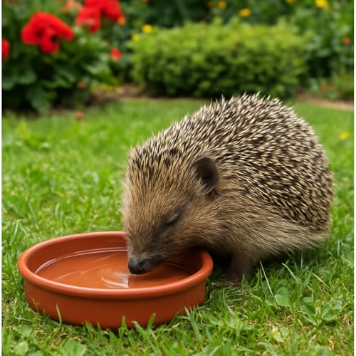 Igelnapf für Futter und Wasser (3 Stück) Igel-Fressnäpfe für Wildtiere im Garten für den Außenbereich, 13 cm breit, flaches Design mit 2 cm Tiefe