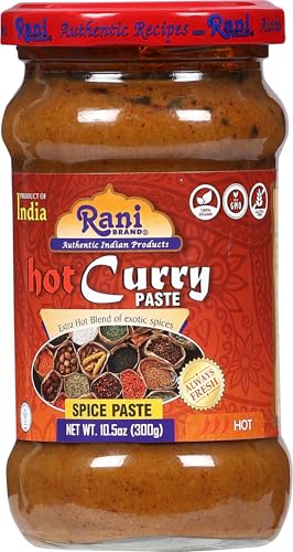 Rani Curry Paste HOT (Spice Paste) 10.5oz (300g) Glass Jar ~ No Colors | All Natural | NON-GMO | Kosher | Vegan | Gluten Free | Indian Origin