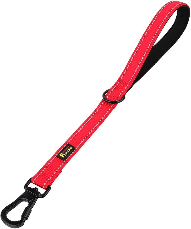 Guia curta para cães PLUTUS PET com alça acolchoada e mosquetão com trava, 45,72 cm, vermelha