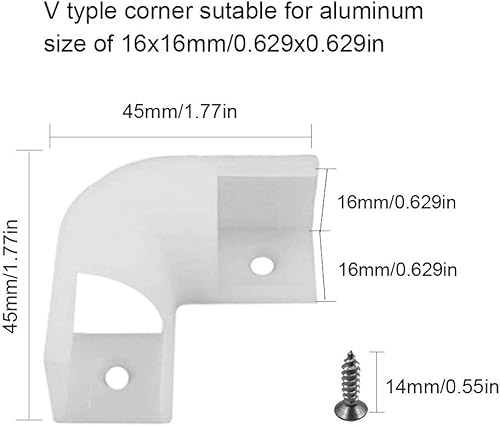 Miniatura 2 de Kit de esquina de canal LED de aluminio HAMRVL para luces de tira LED en forma de L 45x45 Conectores de 90 grados Adecuado para gabinetes de cocina