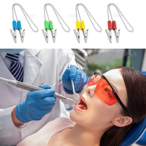 Auear, 6 Pack Napkin Clips Metal Dental Bib Clips Napkin Chain Bib Holder Napkin Fixing Clips Chain Lanyard Napkin Holder Flexible For Adult (4 Colors) #TOP6