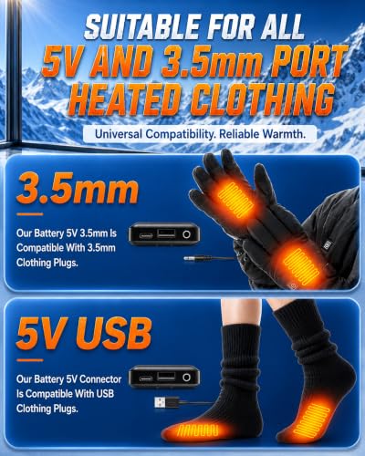 Image of 2 PCS 5000 mAh Battery Pack for Heated Gloves Socks Slippers Hat Scarves
