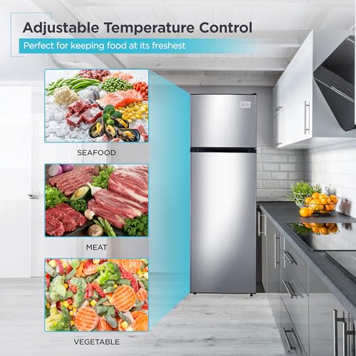 Image of BLACK+DECKER 10 Cu. Ft. Top Mount Refrigerator with Freezer, 2 Door Fridge with Top Freezer and Mechanical Temperature Control, For Homes and Apartments, BDA10LAS, Stainless Steel Look