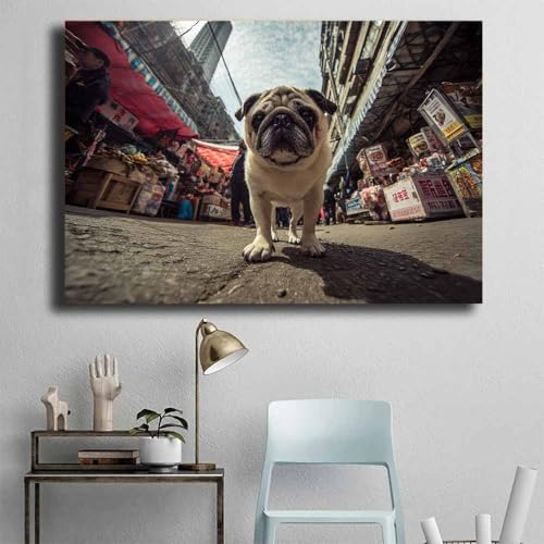 Tableau chien marron DunPei solution murale grand format sans cadre 80x120