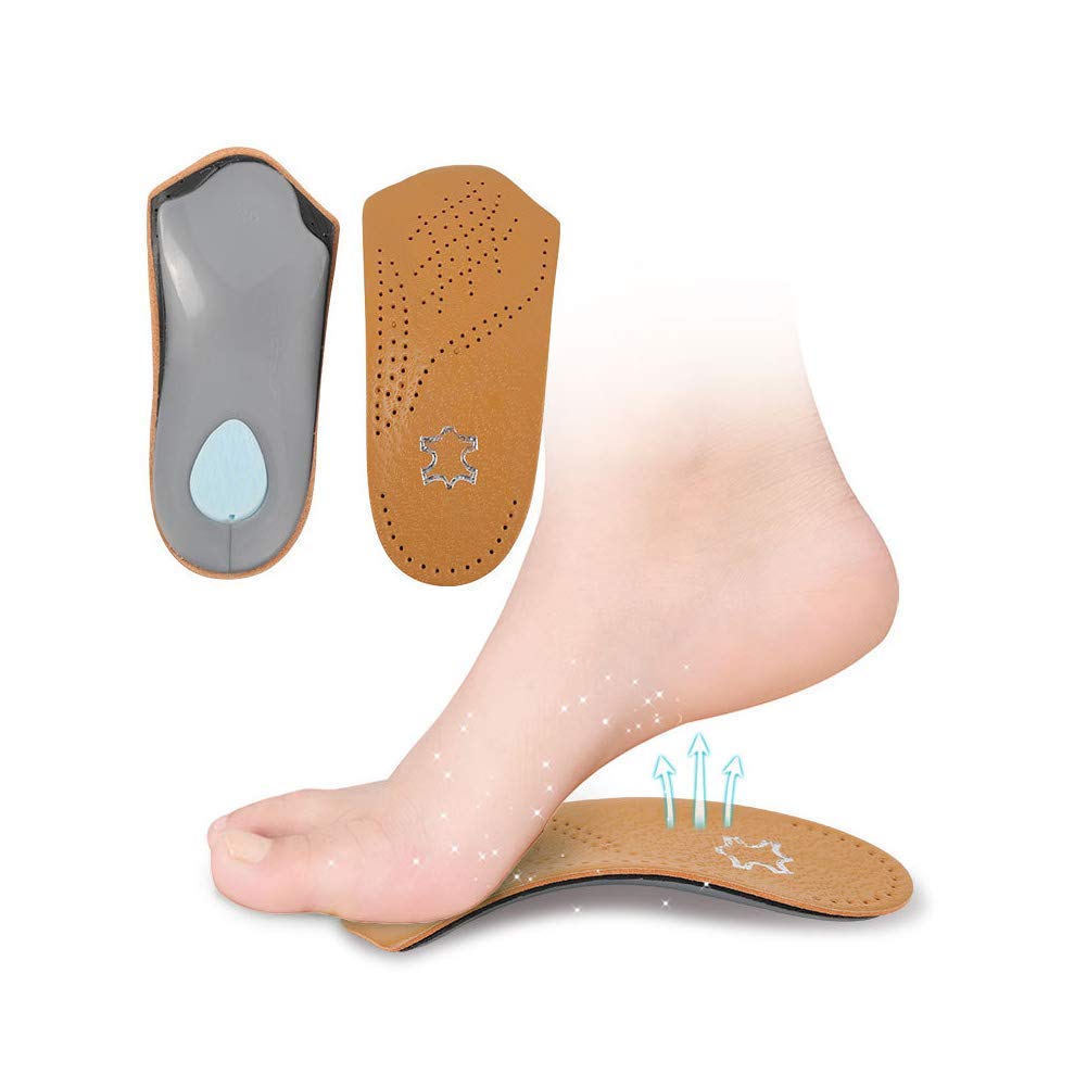 RGA3/4 Leather Thin Orthotic Inserts with Metatarsal Pad, Arch Support and Padding at The Heel (W9-10 M7 EU39-40)