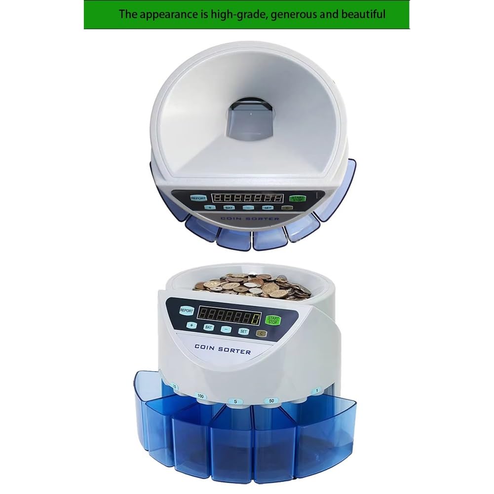 Conta monete multi-paese, conta monete automatico, macchina conta monete elettronica con display di conteggio a LED, conteggio lotti da 300 monete/min, for negozi, banche, ristoranti, uffici