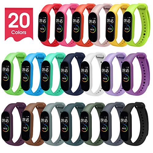 ivoler 20 Couleurs Bracelet Mi Band 5, Bracelet De Rechange Xiaomi Mi Smart Band 5 (NFC) Sangle Remplacé, Montre Connectée Xiaomi, Matériau TPU, Léger, Respirant, Imperméable -Couleur Multiple