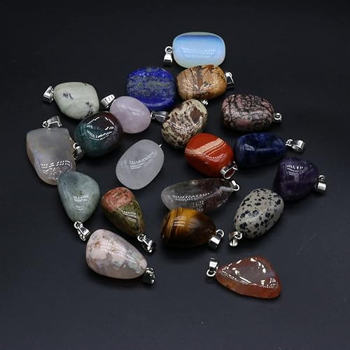 Miniatura 7 de LE SKY 20 dijes de piedra natural irregulares de varias energías curativas de cristal para hacer joyas, collares, pulseras, accesorios, Piedra