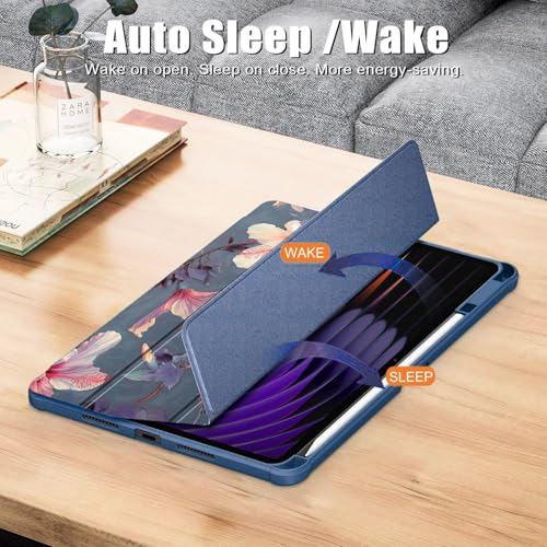 Image of MOCA Case for Xiaomi Mi Pad 8 /8 Pro /Pad 7 / Pad 7 Pro 11.2 inch, Smart Flip Case with Pen Holder, Trifold Stand, Magnetic Auto Sleep Wake, Hard Back Protection (Hibiscus)