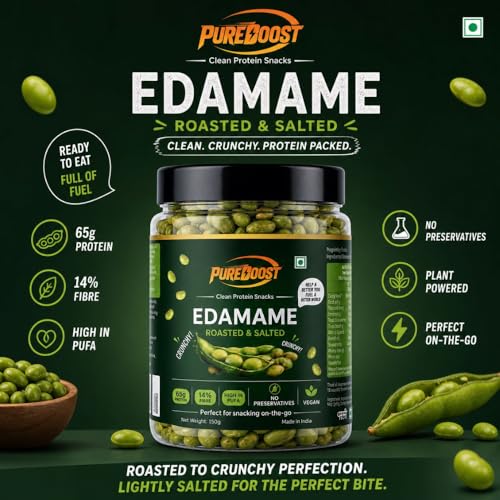 Image of Roasted Salted Edamame, 180g (46% Protein, 14% Fiber, Lightly Salted Young Green Soybeans, Highest Plant Protein Supersnack)