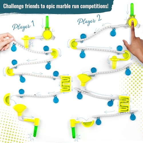 Image of Gecko Run Marble Run Challenge Edition by Thames & Kosmos | Vertical Marble Run w /Flexible Tracks, No-Mess Setup | Challenge Cards for a Head-to-Head Engineering Design Game for Teams or Solo Play