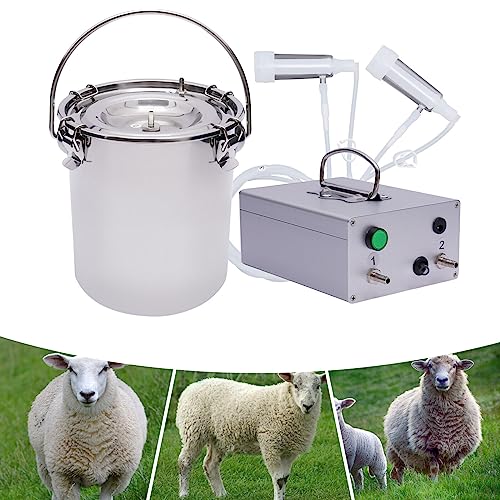 Bacacoo Goat Milking Machine, 110v 5L Sheep Goat Cattle Milking Machine, Dual Head Vacuum Impulse Pump Milker