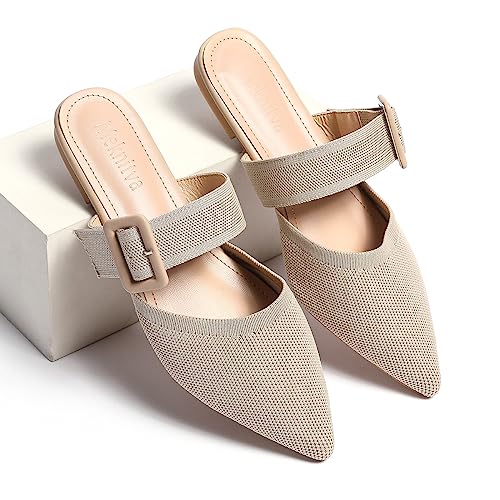 Image of Pointed Toe Mules for Women Flats,Slip On Mules Backless,Wide Width Mules,Mule Slides Flats Sandals
