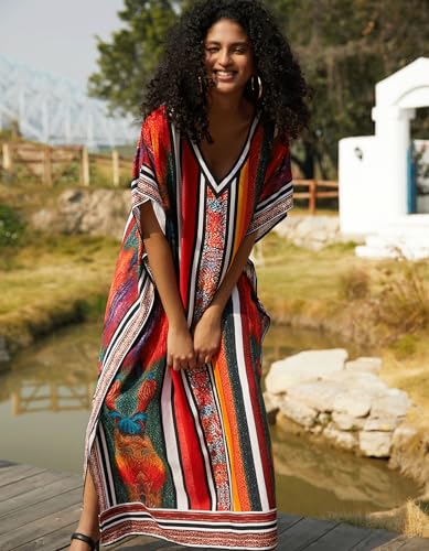 Image of NFVNKJ Women's Plus Size Beach Lounge Kaftan Maxi Dress Swimsuit Coverup for Women