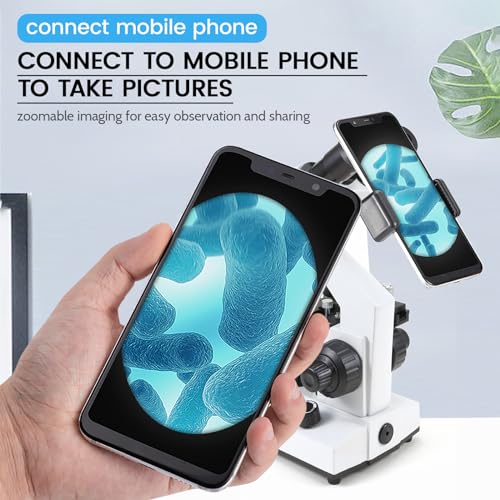 Image of Compound Binocular Microscopes 40X-2000X with Microscope Prepared Slides 30p,for Kids Students Adults, Microscope Accessories, Wire Camera Shutter, for School CX1012