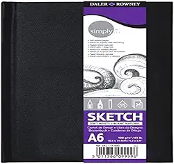 DALER ROWNEY Caderno Sketchbook Simply 100g A6 54 fls, Cor Preto