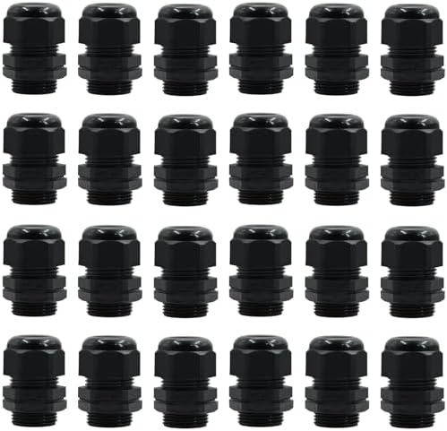 24 Pcs 3/8" Black NPT Cable Glands IP68 Waterproof Connectors for ...